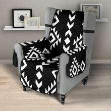 Load image into Gallery viewer, Black With White Ethnic Tribal Pattern on 23&quot; Armchair Sofa Protector Slipcover
