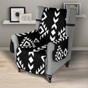 Black With White Ethnic Tribal Pattern on 23" Armchair Sofa Protector Slipcover