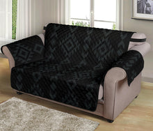 Load image into Gallery viewer, Black With Gray Ethnic Tribal Pattern on 54&quot; Seat Width Loveseat Protector Sofa Slipcover
