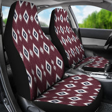 Load image into Gallery viewer, Wine Colored Ikat Style Ethnic Boho Design Car Seat Covers Set
