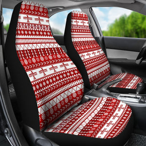 Red and White Thunderbird Pattern Car Seat Covers Native American Ethnic Mexican Inspired