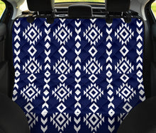 Load image into Gallery viewer, Navy and White Ethnic Tribal Pattern on Back Bench Seat Protector Cover For Pets
