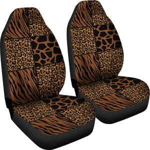 Animal Print Patchwork Pattern Car Seat Covers Protectors Set