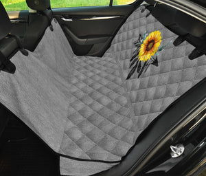 Sunflower Boho Dreamcatcher Light Gray Faux Denim Back Seat Cover Protector For Pets