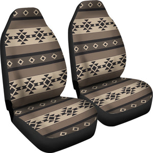 Neutral Brown, Black and Tan Tribal Boho Car Seat Covers Set of 2
