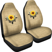 Load image into Gallery viewer, Burlap Style Background With Sunflower Dreamcatcher Car Seat Covers Set of 2
