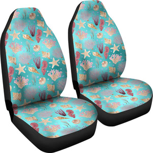 Ocean Pattern Shells Coral Teal Water Background Car Seat Covers
