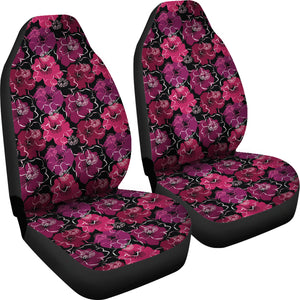 Black Pink Purple Floral Pattern Car Seat Covers Tropical Flowers