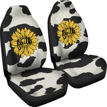 Load image into Gallery viewer, Cow Hide Design With Faith Sunflower Car Seat Covers
