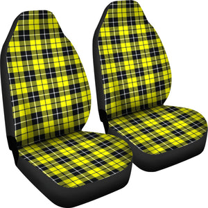 Yellow Black and White Plaid Car Seat Covers Set Of 2