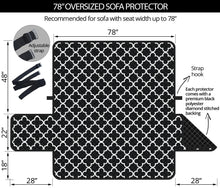 Load image into Gallery viewer, Black and White Quatrefoil Pattern Furniture Slipcover Protectors
