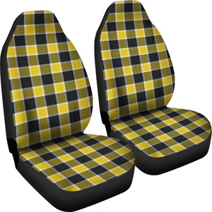 Yellow Black and White Plaid Check Car Seat Covers