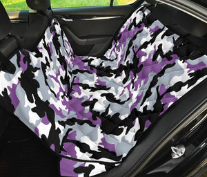 Purple, Black, Gray and White Camouflage Back Bench Seat Cover Camo Pattern Protector For Pets