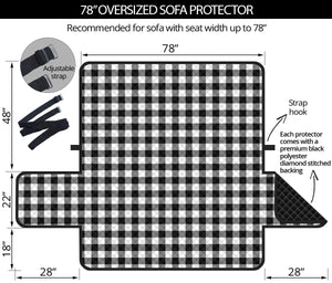 Black and White Buffalo Plaid 78" Oversized Sofa Couch Protector