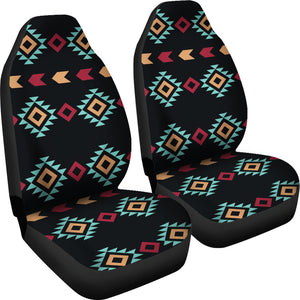 Black, Red and Turquoise Native Navajo Inspired Tribal Pattern Car Seat Covers