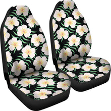 Load image into Gallery viewer, Black With Large Plumeria Frangipani Flower Pattern Hawaiian Island Floral Car Seat Covers
