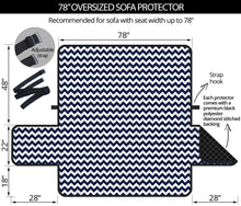 Load image into Gallery viewer, Navy and White Chevron Pattern Furniture Slipcovers
