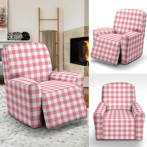 Pink and White Check Recliner Stretch Slipcover Protector