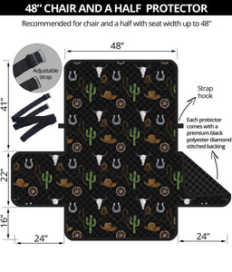 Western Cowboy Pattern on Black Furniture Slipcover Protectors