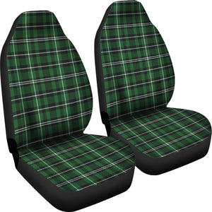 Green White and Black Plaid Car Seat Covers