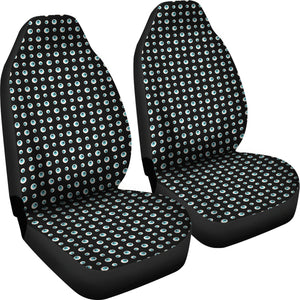 Black With Blue Eyeballs Pattern Car Seat Covers