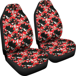 Black Red and Gray Skull Camouflage Camo Car Seat Covers