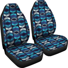Load image into Gallery viewer, Black, Blue and White Ethnic Abstract Pattern Car Seat Covers
