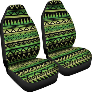 Green and Black Tribal Car Seat Covers Set Ethnic Aztec Pattern
