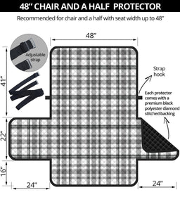 Light Gray, White and Black Plaid Tartan Furniture Slipcovers