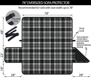 Black Gray Plaid Furniture Slipcover Protectors Large Pattern