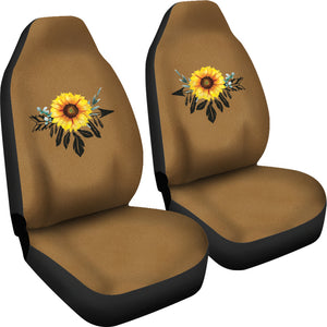 Sunflower Dream Catcher On Medium Brown Suede Colored Background Car Seat Covers