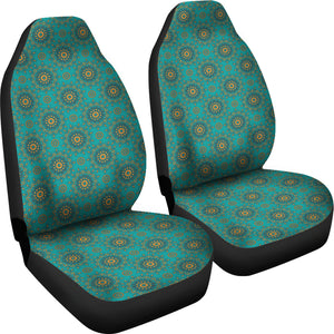 Teal and Yellow Gold Mandala Pattern Car Seat Covers