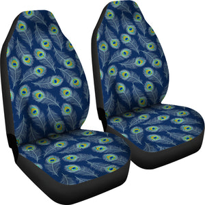 Blue With Green Peacock Feathers Car Seat Covers