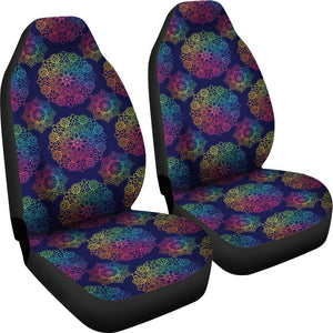 Dark Blue With Bright Rainbow Mandala Pattern Car Seat Covers Set