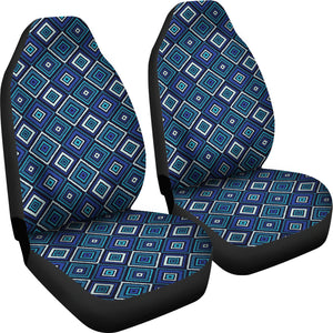 Blue, Teal and Black Geometric Boho Retro Pattern Seat Covers