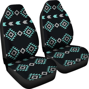 Turquoise, Gray and Black Ethnic Boho Tribal Pattern Car Seat Covers