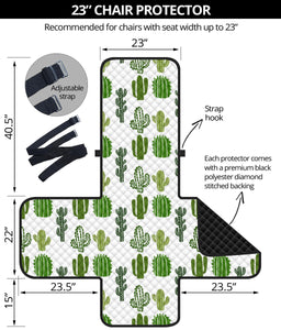 White With Green Cactus Pattern Furniture Slipcovers