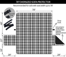Load image into Gallery viewer, Gray and White Plaid Pattern On 78&quot; Seat Width Oversized Sofa Protector Slipcover
