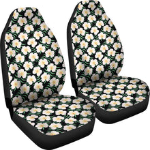 Load image into Gallery viewer, Black With Plumeria Frangipani Flower Pattern Hawaiian Island Floral Car Seat Covers
