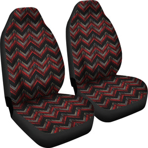 Red Gray and Black Chevron Ethnic Grungy Pattern Car Seat Covers