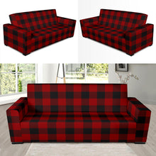 Load image into Gallery viewer, Red and Black Buffalo Plaid Large Print Sofa Stretch Slipcover
