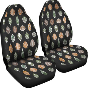 Ethnic Leaves Patter on Black Car Seat Covers Set of 2