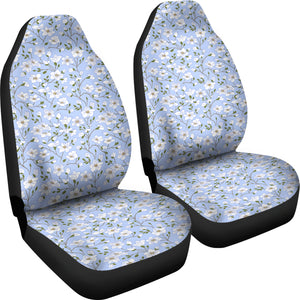 Light Blue With White Flower Pattern Car Seat Covers