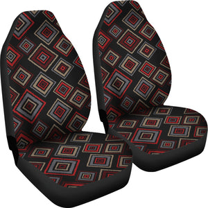 Red, Black, Gray Geometric Diamond Retro Ethnic Pattern Car Seat Covers