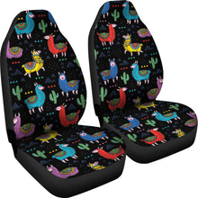 Load image into Gallery viewer, Black With Colorful Llamas Car Seat Covers Seat Protectors
