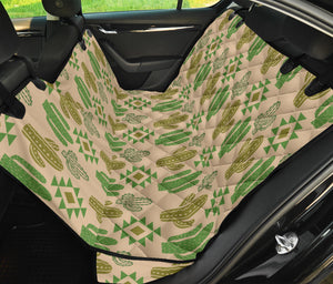 Tan Cactus Back Seat Cover For Pets Waterproof Boho