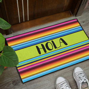 Hola Doormat With Colorful Serape Mexican Style Pattern