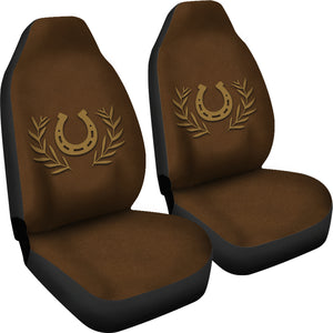Brown Faux Suede Car Seat Covers With Horseshoe Design Seat Protectors