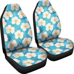 Blue Water With Plumeria Hawaiian Flower Pattern Island Car Seat Covers