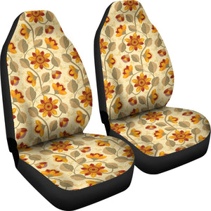 Cream With Vintage Flower Pattern Car Seat Covers Set